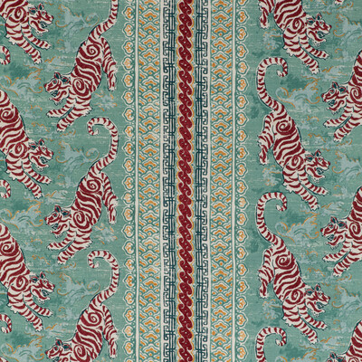 Lee Jofa 2020197.1394.0 Bongol Print Multipurpose Fabric in Aqua/Multi/Turquoise/Burgundy/red