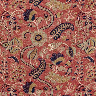 Lee Jofa 2020213.924.0 Jardin Bleu Upholstery Fabric in Red/multi/Red/Multi