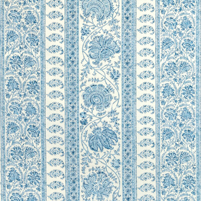 Lee Jofa 2022106.5.0 Indiennes Stripe Multipurpose Fabric in Delft/Ivory/Indigo/Blue