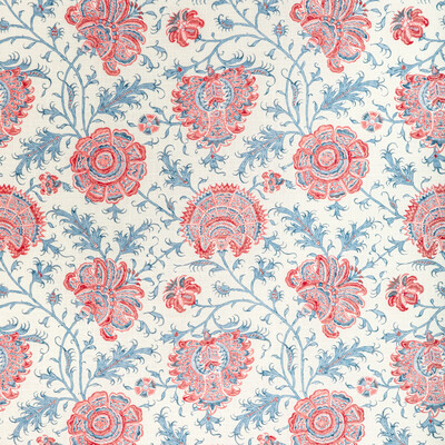 Lee Jofa 2022108.195.0 Indiennes Floral Multipurpose Fabric in Berry/Ivory/Blue/Red