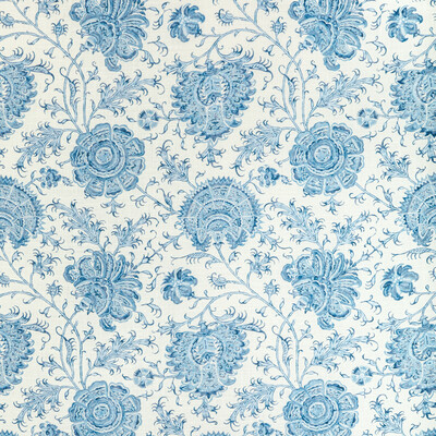 Lee Jofa 2022108.5.0 Indiennes Floral Multipurpose Fabric in Delft/Ivory/Indigo/Blue