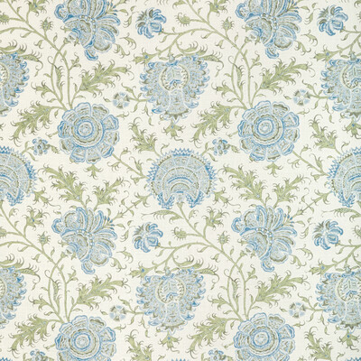 Lee Jofa 2022108.530.0 Indiennes Floral Multipurpose Fabric in Sea/Ivory/Green/Blue