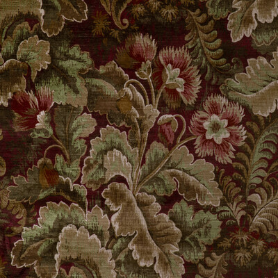 Lee Jofa 2023112.319.0 Barwick Velvet Upholstery Fabric in Garnet/Sage/Plum/Gold