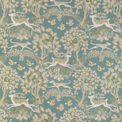 Lee Jofa 2023122.353.0 Mille Fleur Print Multipurpose Fabric in Lake/Blue/Green