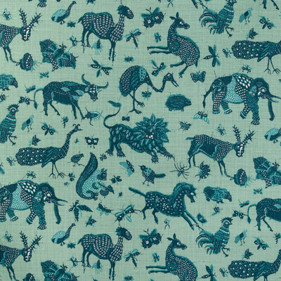 Lee Jofa 2023127.355.0 Java Jungle Linen Multipurpose Fabric in Teal/Blue