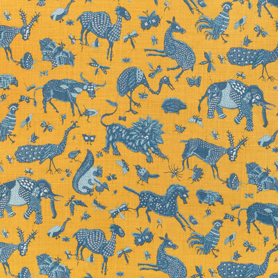 Lee Jofa 2023127.450.0 Java Jungle Linen Multipurpose Fabric in Maize/Yellow/Blue/Gold