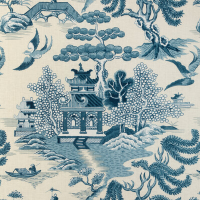 Lee Jofa 2023128.1613.0 Willow Lake Print Multipurpose Fabric in Teal/Beige/Blue