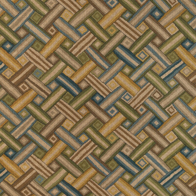 Lee Jofa 2023129.315.0 Strapwork Print Multipurpose Fabric in Ivy/blue/Blue/Green