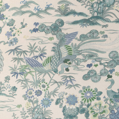 Lee Jofa 2023139.353.0 Sakura Print Multipurpose Fabric in Teal/Blue/Green