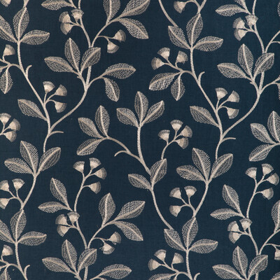 Lee Jofa 2023144.50.0 Iris Embroidery Drapery Fabric in Midnight/Blue/Dark Blue