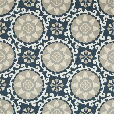 Kravet Design 31969.1516.0 Exotic Suzani Upholstery Fabric in Slate , Beige , Indigo