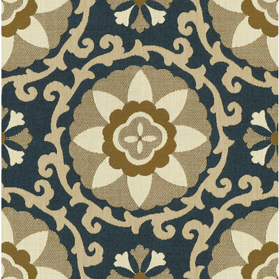 Kravet Design 31969.516.0 Exotic Suzani Upholstery Fabric in Blue , Beige , Sapphire