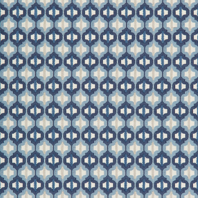 Kravet Couture 34794.5.0 Turned Out Tile Upholstery Fabric in Marine/Blue/Light Grey/Light Blue