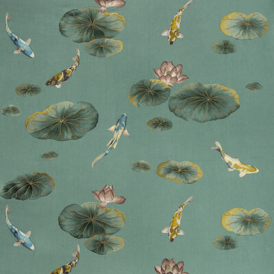 Kravet Couture 35460.35.0 Lotus Pond Multipurpose Fabric in Teal , Gold , Sage