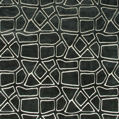 Kravet Design 35508.21.0 Mural Velvet Upholstery Fabric in Ivory , Charcoal , Neptune