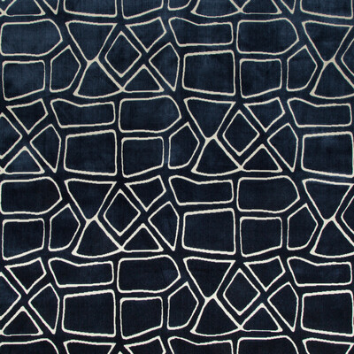 Kravet Design 35508.5.0 Mural Velvet Upholstery Fabric in Ivory , Blue , Oceana