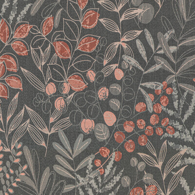Kravet 36274.1211.0 Lakeshore Upholstery Fabric in Coral/Charcoal/White
