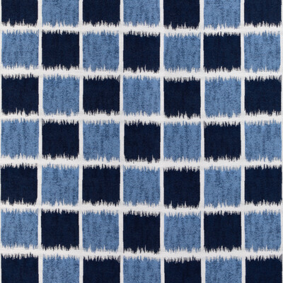 Kravet Couture 36936.5.0 Ikat Squares Upholstery Fabric in Marine/Indigo/White/Blue