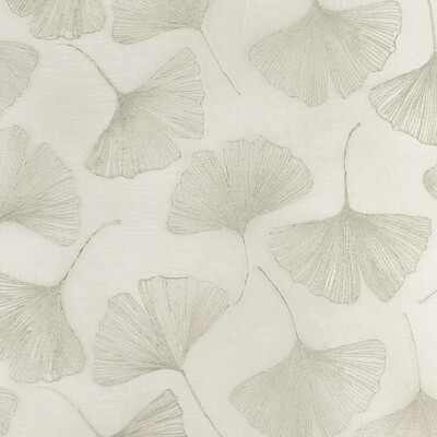 Kravet Couture 4949.1101.0 Gingko Leaf Drapery Fabric in Platinum/White/Silver