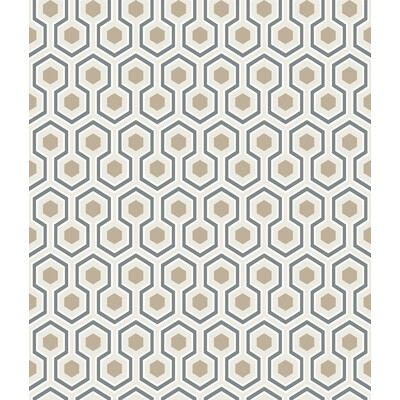 Cole & Son 95/3016.CS.0 Hicks Hexagon Wallcovering in Gilver/wt/bk/Grey/Yellow