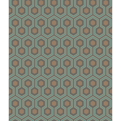 Cole & Son 95/3018.CS.0 Hicks Hexagon Wallcovering in Teal/gold/Green/Yellow