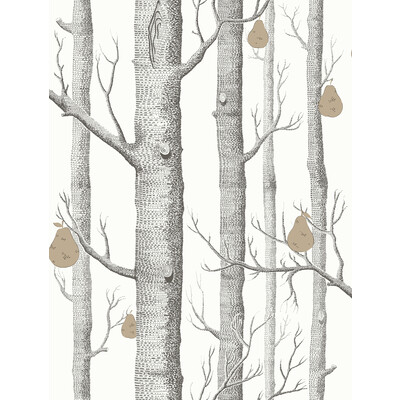 Cole & Son 95/5027.CS.0 Woods & Pears Wallcovering in Blk/wht/brnz/White/Black