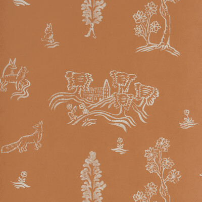 Kravet Couture AMW10057.12.0 Wychwood Wallcovering Fabric in Orange , Ivory , Melon Orange