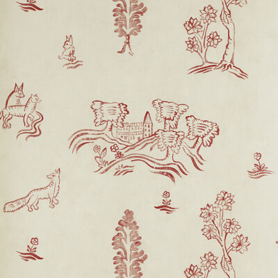 Kravet Couture AMW10057.19.0 Wychwood Wallcovering Fabric in Ivory , Red , Huntsman Red