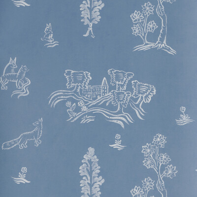 Kravet Couture AMW10057.5.0 Wychwood Wallcovering Fabric in Blue , White , Happy Blue