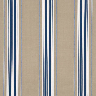 G P & J Baker BF10447.1.0 Sherbourne Stripe Drapery Fabric in Indigo/Beige/Blue/White