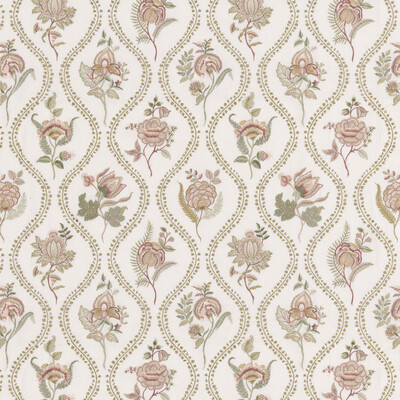 G P & J Baker BF11025.4.0 Burford Embroidery Drapery Fabric in Rose/cream/Pink/Green/White