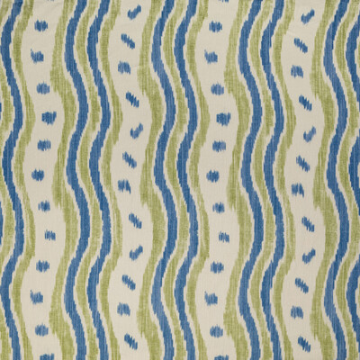 Lee Jofa BFC-3687.523.0 Ikat Stripe Multipurpose Fabric in Blue/lime/Blue/Green