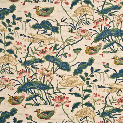 GP&J Baker BP10307.2.0 Heron & Lotus Flower Drapery Fabric in Indigo/pink