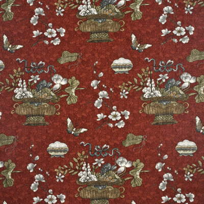 G P & J Baker BP10313.3.0 Castleton Drapery Fabric in Crimson/taupe/Red/White