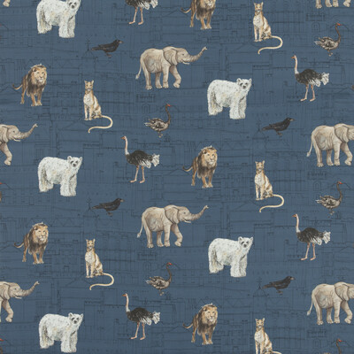 G P & J Baker BP10675.2.0 Royal beasts linen Multipurpose Fabric in Sapphire/Blue/Multi