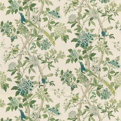 G P & J Baker BP10851.2.0 Hydrangea bird (archive) Multipurpose Fabric in Green
