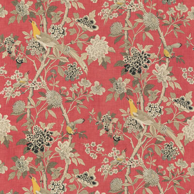 G P & J Baker BP10851.4.0 Hydrangea bird (archive) Multipurpose Fabric in Old rose/Red