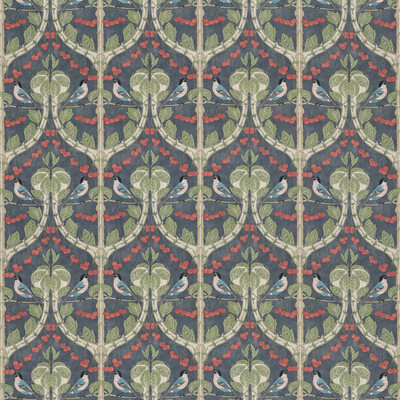 G P & J Baker BP10967.2.0 Birds & Cherries Cotton Multipurpose Fabric in Indigo/Blue/Green/Red