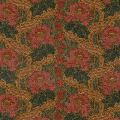 G P & J Baker BP10970.1.0 Brantwood Velvet Multipurpose Fabric in Rose/green/Green/Pink/Orange