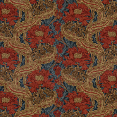 G P & J Baker BP10970.2.0 Brantwood Velvet Multipurpose Fabric in Red/blue/Red/Beige/Blue