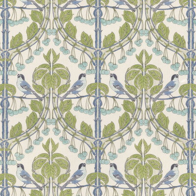 G P & J Baker BP10993.1.0 Birds & Cherries Multipurpose Fabric in Green/blue/Blue/Green