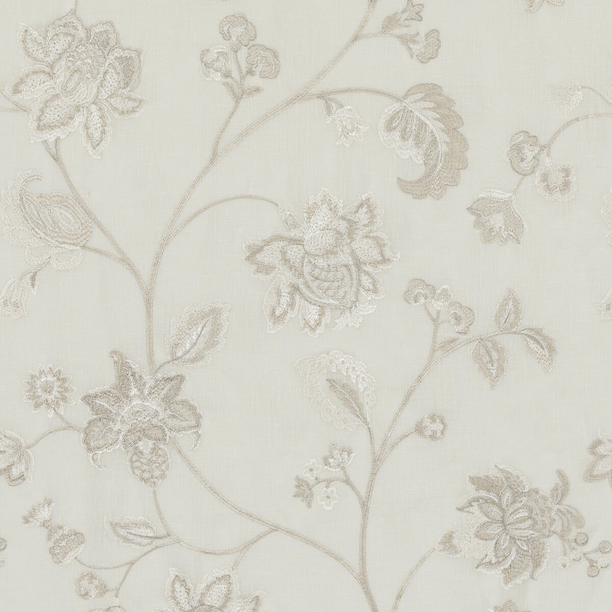 G P & J Baker Bv10953.104.0 Isabella Sheer Drapery Fabric in Ivory/White/Brown