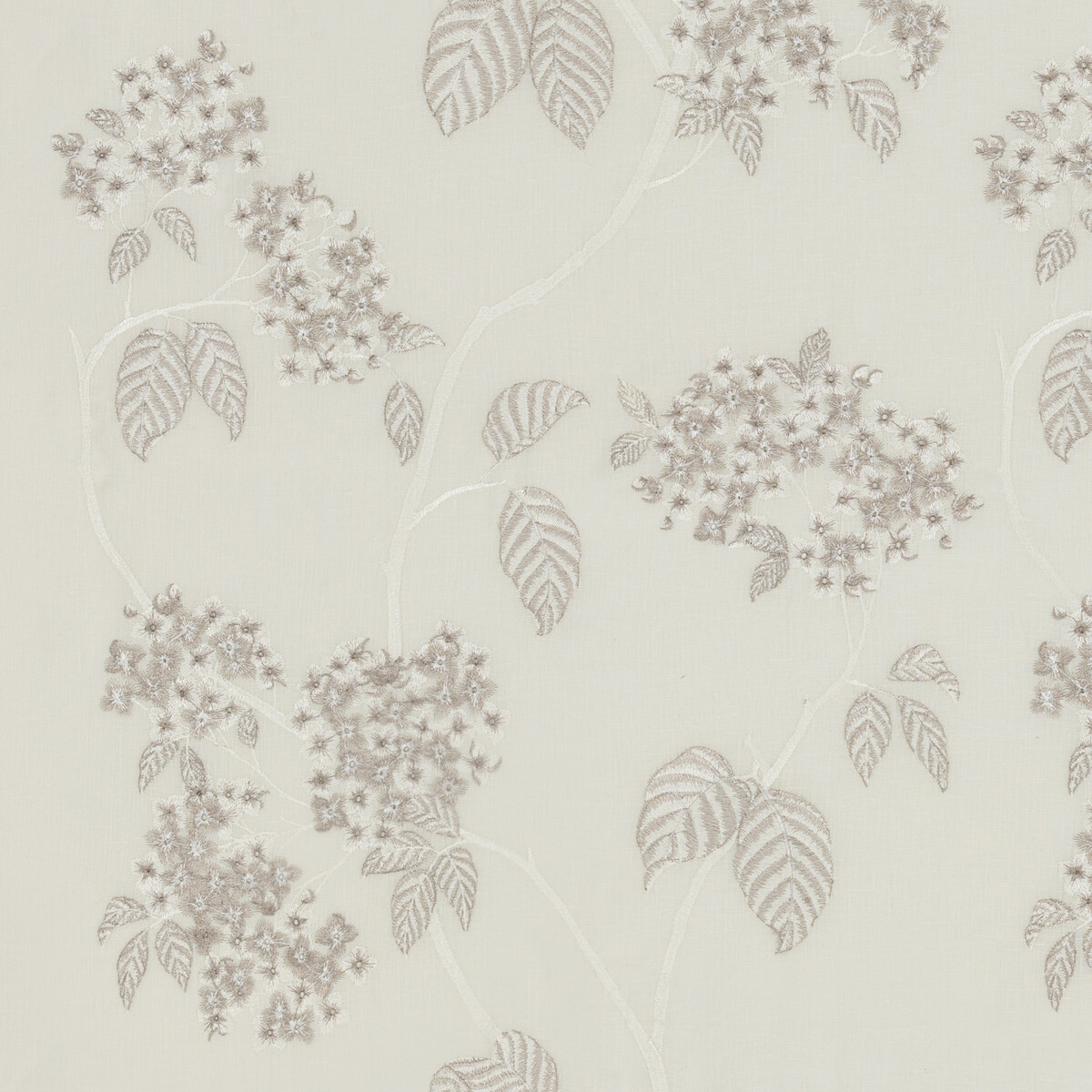 G P & J Baker Bv10954.104.0 Hydrangea Sheer Drapery Fabric in Ivory/White/Brown