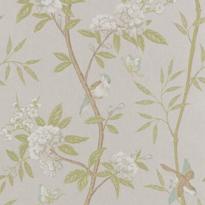 GP&J Baker BW45066.4.0 Peony & Blossom Wallcovering in Ivory/willow