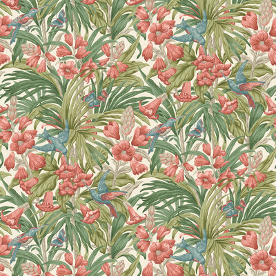 G P & J Baker BW45103.1.0 Trumpet Flowers Wallcovering in Red/green
