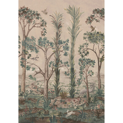 G P & J Baker BW45141.3.0 Tall Trees Wallcovering in Sunset/Green/Brown/Pink