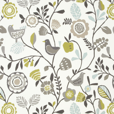 Clarke And Clarke F0990/01.CAC.0 Folki Multipurpose Fabric in Chartreuse/charcoal