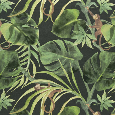 Clarke And Clarke F0998/01.CAC.0 Monkey business Multipurpose Fabric in Charcoal