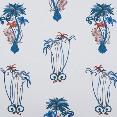Clarke And Clarke F1110/01.CAC.0 Jungle palms Multipurpose Fabric in Blue