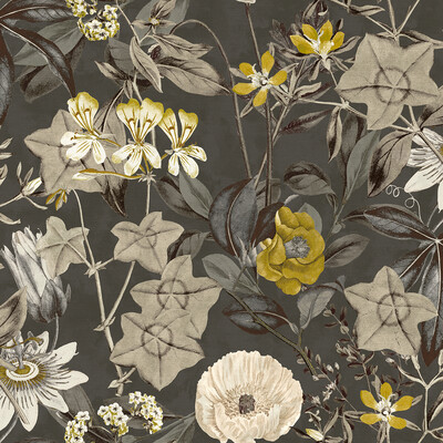 Clarke And Clarke F1304/01.CAC.0 Passiflora Multipurpose Fabric in Charcoal